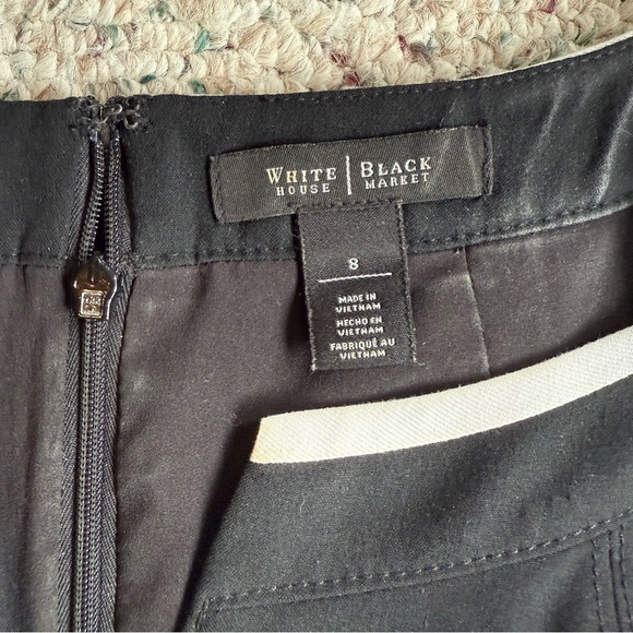 White House Black Market Sleeveless Split Neck Built-in Belt Sheath Dress Size 8 - Picture 7 of 11